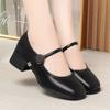 Sapatos de salto grosso de camada única femininos primavera e outono 2024 novos sapatos de couro estilo fada suave sapatos femininos boca rasa sapatos mary jane all-match