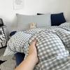 Juego de Cuatro Piezas Estilo Mezcla y Combinación de Color Puro Algodón Lavado Patrón de Rayas Estilo Sin Estampar Suave Ceroso Mezcla y Combinación Ropa de Cama para Dormitorio de Estudiante Juego de Tres Piezas