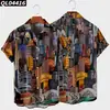 Estación Independiente Transfronteriza Halloween Impresión Digital 3D Manga Corta talla extra para Hombre Holgada Camisa de Fiesta Kuso