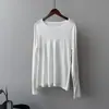 Camiseta de manga larga con cuello redondo multicolor estilo coreano Beishan Tongshu para mujer, top fino de otoño, ajuste holgado, capa base P2506