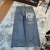 Vaqueros holgados JNCO Y2K Street para hombre, vaqueros negros bordados, vaqueros góticos de pierna ancha para hombre y mujer