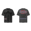 Saint vintage Estilo Americano High Street Holgada Vtg Camiseta de Manga Corta para Hombre Camiseta Estampada Alfabeto Figura Camiseta Urbana