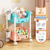 Rack de armazenamento de brinquedos para lanches infantis Estante móvel com prateleira de armazenamento com rodas Sala de estar multicamadas doméstica Cozinha Quarto Acabamento
