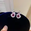 Brincos e colar de flor em zircônia cúbica banhados a ouro real 18k, um conjunto delicado e luxuoso de joias vintage e elegantes para mulheres