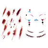 Pegatinas de Cicatriz Manchadas de Sangre de Halloween Transfronterizas Doble Estilo, Divertidas y Aterradoras para Fiesta Maquillaje de Miedo Pegatinas de Atmósfera Realista