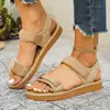 Zapatos de playa de moda talla 42, nuevo modelo 2026, sandalias planas grandes para mujer, zapatos casuales de verano para mujer con velcro para ventas transfronterizas