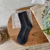 Nueva colección de otoño e invierno del diseñador songmu: calcetines con lazo, calcetines de media pantorrilla para mujer, calcetines de algodón, estilo coreano, calcetines holgados de moda para mujer