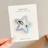 Pinzas para el pelo de tela con forma de estrella para niñas, diseño de cuadros azul fresco, pinzas para el pelo infantiles para arreglar el flequillo y accesorios para el cabello