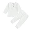 Conjunto infantil coreano de primavera e outono para crianças, conjunto de roupas íntimas de bebê, malha canelada, roupas de casa, conjunto de pijamas para meninos e meninas