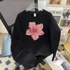 Damas 100% algodón estampado floral retro manga larga cuello redondo