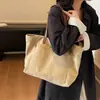 Bolsa de Lona Feminina Versátil Casual de Ombro Grande Capacidade Livro Estudante Aula Trabalho Bolsa para o Dia a Dia Bolsa Tote Bolsa de Tecido