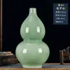 Vaso de cerâmica de Jingdezhen com esmalte celadon, arranjo de flores estilo chinês novo, decoração para casa para sala de estar, prateleira de exposição, hall de entrada e rack de TV