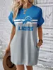 Vestido de Moda Nuevo de Verano para Mujer Sudadera Larga de Cuello Redondo de Equipo de la NFL 211 Vestido Elegante Europeo y Americano