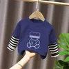 Camisetas Falsas de Dos Piezas para Niños Primavera y Otoño 2025 Nuevas Camisetas Básicas de Algodón Puro para Niños Camisetas de Manga Larga para Niños Ropa Interior de Otoño