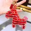 Llavero de poni de diamantes lindo coreano para mujer, llavero creativo para llaves de coche, colgante de bolso de moda, regalo al por mayor