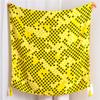 Estilo Extranjero ~ Pad de Panal Amarillo Bufanda Estampada de Algodón y Lino a la Moda Chal Transpirable de Verano para Aire Acondicionado Bufanda de Seda