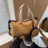 Bolsa Transfronteiriça Feminina Casual de Lona Satchel Bolsa Boston 2025 Novo Conjunto de Duas Peças Costurado Bolsa Transversal para o Dia a Dia