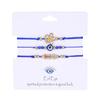 Pulsera de ojo turco de venta caliente en Amazon, pulsera tejida azul de la suerte retro de nicho, ajustable, traje de tres piezas