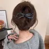 Novo Acessório de Cabelo Presilha Banana com Laço 2026, Estilo Universitário Presilha Mágica para Rabo de Cavalo Alto para Mulheres, Presilha de Garra Exquisita e Sofisticada