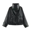 Chaqueta de moda estilo europeo y americano con efecto piel, nueva colección otoño/invierno, versátil, corte holgado, estiliza y moderna, top estilo motociclista