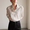 Camisa Casual Rayada de Algodón de Calidad Commuter con Enfoque en Diseño de Estudio Ss para Mujer, Manga Larga para Primavera y Otoño