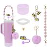 Set de 7 Piezas Taza Tapa de Popote Decorativa Set de Vasos Cadena para Vasos Ins Chai Perro Serie Colgante para Llaves Colgante de Bola de Felpa
