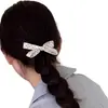 Grampo de Cabelo com Laço Estilo Francês de Bolinhas Pretas e Brancas para Mulheres, Presilha Lateral Doce Versátil de Alta Qualidade para Franja Acessório de Cabelo