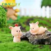 Paisaje en miniatura, caricatura creativa, linda figura de cerdo en forma de corazón, muñeco de animal, accesorio decorativo, adorno para coche o escritorio