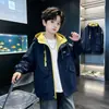 Ropa de abrigo de otoño para niños 2026 nuevo y elegante abrigo largo para niños mayores, cortavientos con capucha para primavera y otoño