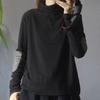 Pulôver de gola semi-alta artístico e casual, blusa de veludo dupla face, camisa de base solta para mulheres, primavera e outono, uso externo e interno