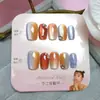 Pedaços de Manicure Gatinho Doces Curtos, Gradiente Azul Feito à Mão 10 Peças, Adesivos de Unha Codificados, Unhas Usáveis Cravejadas de Diamante