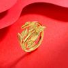 Anillo de Oro Simulado, Anillo de Oro de Imitación Chapado en Oro Cobre, Anillo Abierto para Boda de Mujer, Anillo Ajustable con Diseño de Cielo Estrellado y Corazón