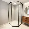 Cabina de Ducha de Acero Inoxidable con Forma de Diamante con Puertas Internas y Externas para Separación Seca y Húmeda, Baño con Puerta de Vidrio tipo Partición Estilo Norteamericano