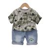 Traje de verano de manga corta para bebés, niños y niñas, estampado de estilo sencillo, ropa de verano para niños, sudadera cómoda, ropa de dos piezas para niños.