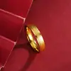Oro Arena Vietnamita Popular Europeo y Americano Anillo de Gypsophila Brillante Escarchado Personalizado Joyería de Pareja Fabricante de Suministro de Yiwu