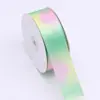 Cinta de Rasgo Gradiente de Colores Rollo de 4 cm Cinta de Poliéster Arcoíris por Transferencia de Calor Cinta para Caja de Regalo DIY Hecho a Mano