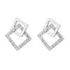 Pendientes Cuadrados Geométricos de Moda con un Diseño Elegante, Pendientes Huecos para Mujer, Joyería para Orejas Minimalista de Nicho Incrustada con Circonitas al por Mayor