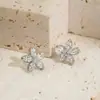 Pendientes de Tachuela Colgantes para Mujer de Cobre Personalizados Estilo Coreano Simple Lazo Lindo Incrustados con Pedrería Rosa