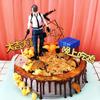 Decoração de bolo de galinha aniversário sorte noite galinha comendo homens e mulheres terno Jesus boneca de sobrevivência com cheio