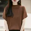 Camiseta de punto de manga corta con cuello redondo y mangas abullonadas, estilo francés, para mujer, capa interior fina, cárdigan fino, top adelgazante, Otoño Temprano 2026