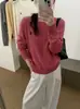 Suéter de tricô trançado gola redonda manga longa cor sólida 100% lã estilo coreano para mulheres, novo outono 2026, peça casual versátil para o dia a dia
