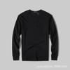 Primavera 2025 Camiseta de Hombre de Algodón Puro Lavado con Cuello Henley de Manga Larga para Hombre Camiseta de Hombre de Cuello Redondo de Color Puro para Capa Interior