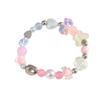 Pulsera de Plata Blanca con Estrellas, Camelia Rosa con Esmalte Rosa de Hada, Pulsera de Amor para Niños, Pulsera para Novia