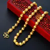Colar de Rosário Masculino Moda Ouro Fosco Vietnamita, Contas Grossas Banhadas a Ouro, Corrente Robusta Joias Atacado