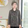 Camisa de manga larga de primavera y otoño para abuela, cárdigan de otoño para señora mayor, abrigo fino, camisa con cuello para mujer de mediana edad y mayor