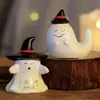 Adornos de Resina de Fantasma Lindo de Halloween, Adornos Pequeños de Dibujos Animados con Sombrero de Bruja, Decoraciones de Halloween para Escritorio y Fiesta
