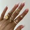 Joyería para Manos Popular Transfronteriza Europea y Americana Anillo Articulado Hueco con Diamante Accesorios Anillo para Mujer Estrella Luna Ópalo