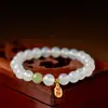 Pulsera de Ágata Blanca Natural de una Sola Hilo Aleación Frijol Imitación Jade Barril Cuentas Redondas Pulsera Aproximadamente 6-12mm Donghai Mayoreo