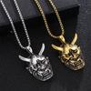 Collar de máscara de fantasma de marca japonesa de moda, estilo retro punk hip-hop, con cuerno Domingy Prajna y cara de fantasma.
