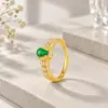 Anillo de Jada Verde Esmeralda Natural con Certificado Nuevo Estilo Chino Filigrana Jada Verde Forma de Calabaza Anillo para Mujer Lujo Ligero Sensación de Gama Alta Anillo Dedo Índice
